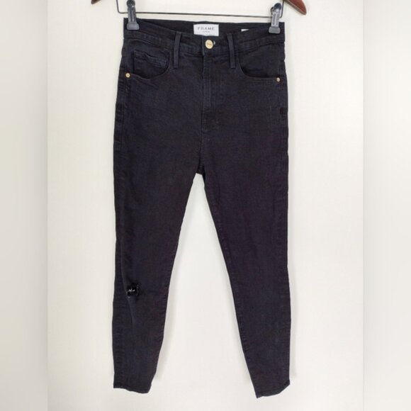 FRAME High Rise Black Ali Jeans Cigarette Size 25 Noir - Picture 1 of 12